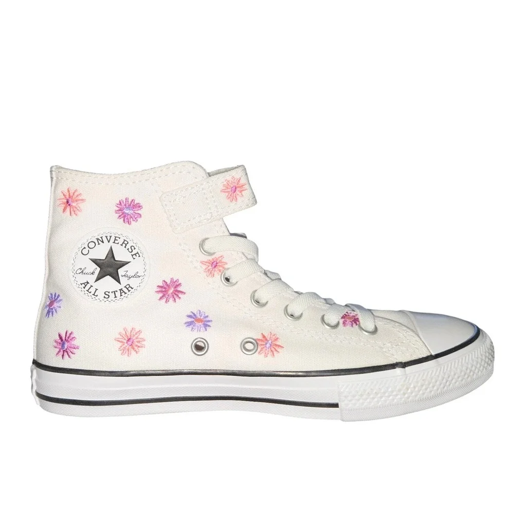 Converse Chuck Taylor All Star 1V Hi Youth 3 White Floral Daisy A13454F Sneaker